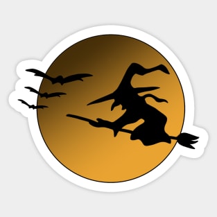 Witch Bats Moon Halloween Sticker